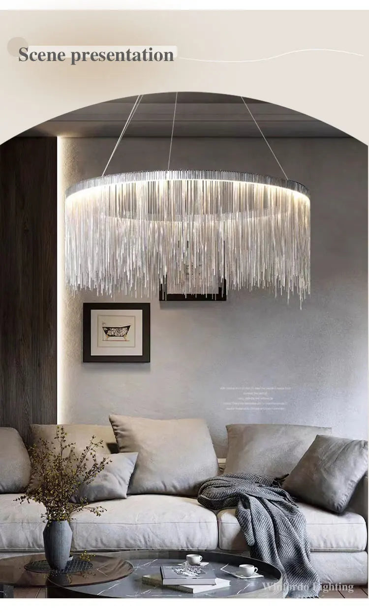 2024 Modern Art Decor Tassel Pendant Lamps Chain Chandelier for Bedroom Living Room Restaurant Lights Winfordo 110V / 220V