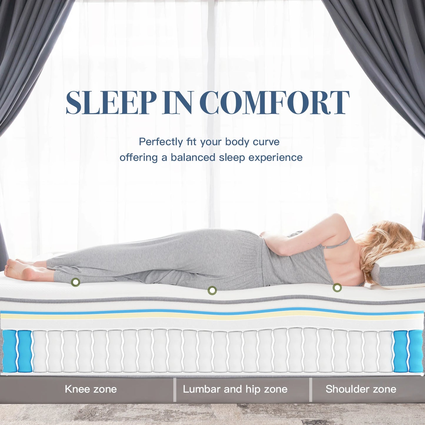 Twin XL Mattress 12 Inch Euro Top Hybrid Gel Memory Foam with Pocket Spring Mattress in a Box for Cool Sleep