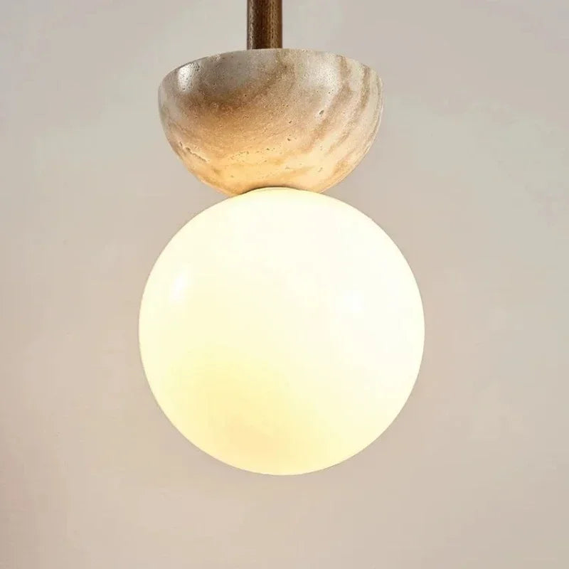 Cream Style Pendant Lamp Bedroom Bedside Led Chandelier Stone Wood Light Designer Bauhaus Medieval Restaurant Bar Small Lights