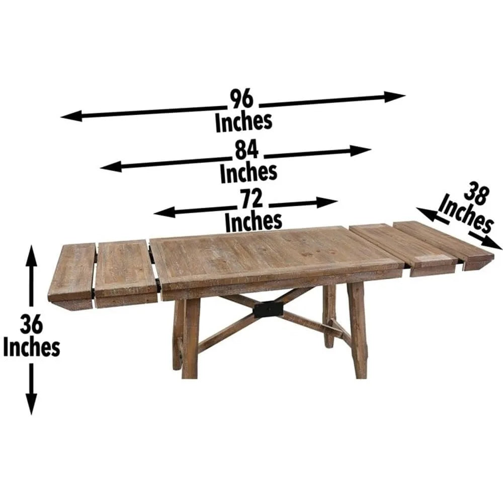 Riverdale Counter Height 9pc Set, 72"-96" Rectangular Table w/Two 12" Leaves, 8 Wooden Counter Chairs, Rustic/Farmhouse Design