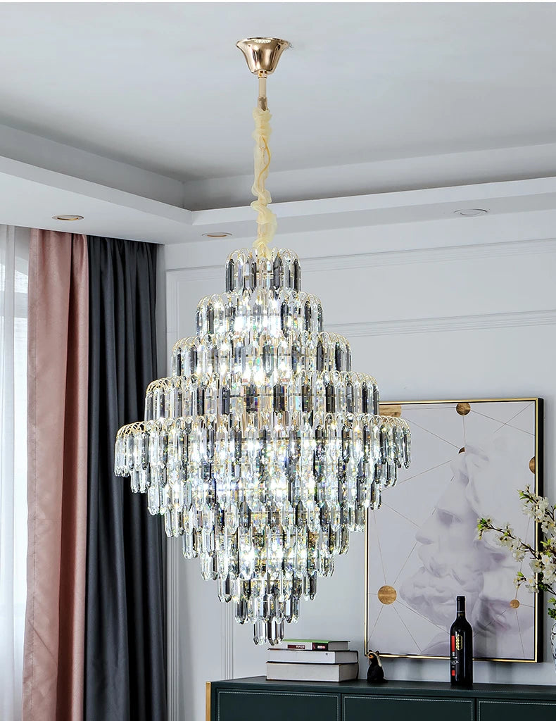 Designer LED Light Luxury Villa Main Hall Crystal Chandelier Luxury Hotel Restaurant Sales Office Custom Lights Pendant lights