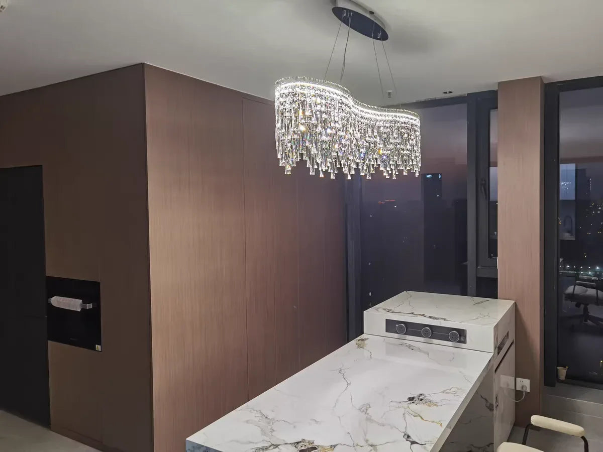 Italy Designer Luxury Chrome Chandelier K9 Crystal for Dining Room Hotel Hall Villa Bar Round Long Hanging Light Fixture Decor