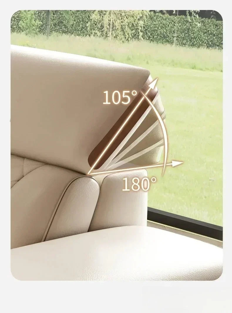 MINGDIBAO Premium Italian Genuine Leather Sofa Set for Living Room with Adjustable Headrests, Bluetooth Speaker, Wireless Charge
