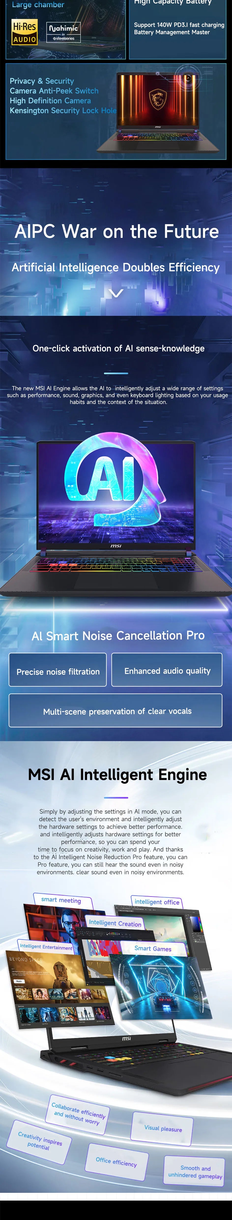 2025 MSI Vector 16 HX AI Gaming Laptop 16 Inch 2.5K 240Hz IPS Screen Netbook Ultra 9-275HX 32GB 1TB RTX5070Ti Netbook Computer