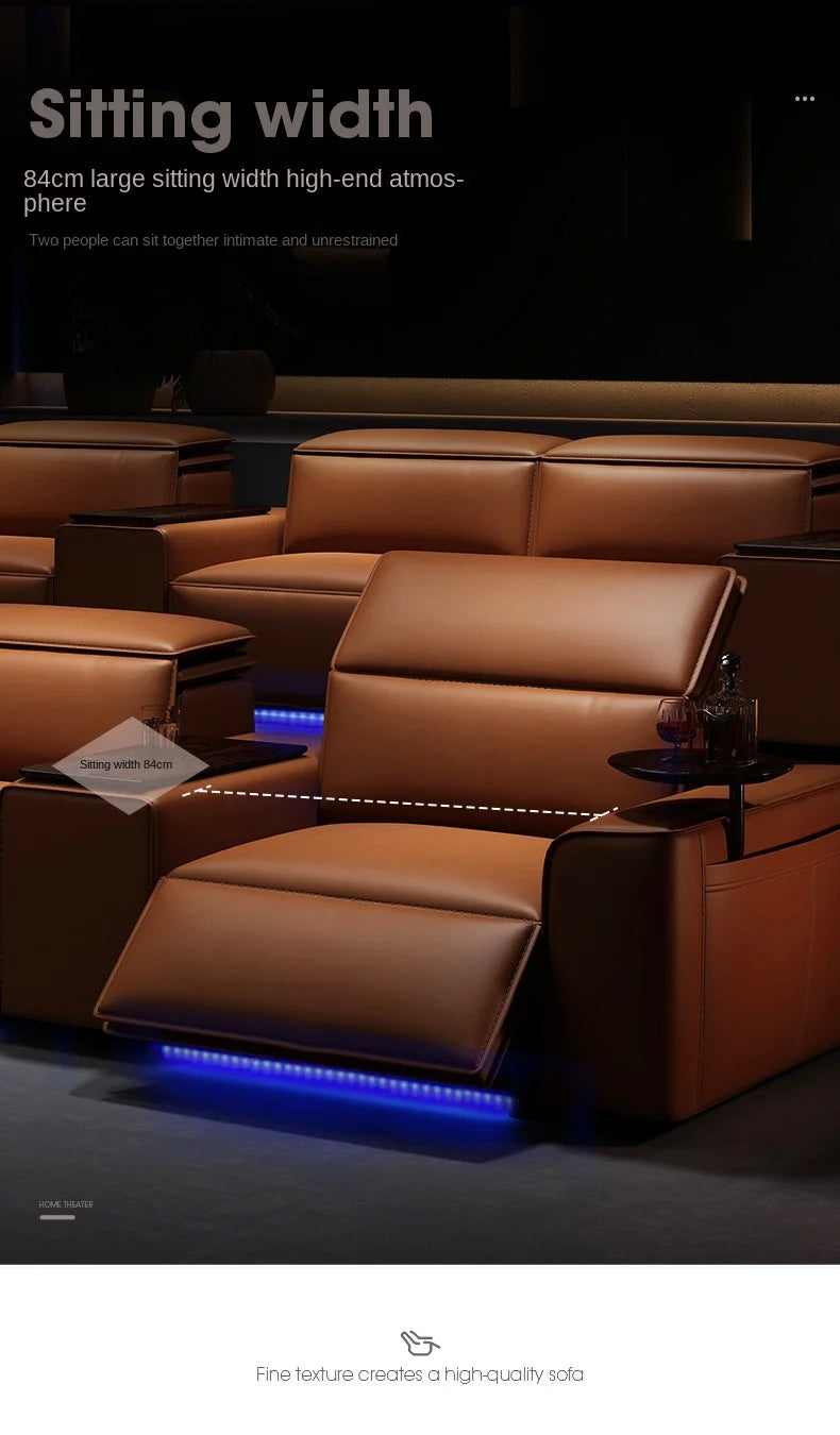 Modern Multifunctional Electric Recliner Sofa Home Theater Video Room Genuine Leather Fabric Wood for Living Video Hall