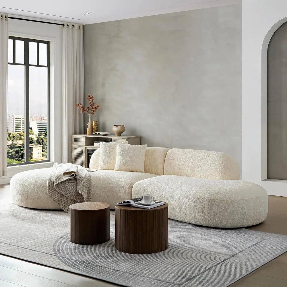 135"Curved Sectional Sofa,Modern Boucle Fabric Upholstered Modular Couch Oversized 6-Seat Sofa for Living Room,Bedroom,Apartment
