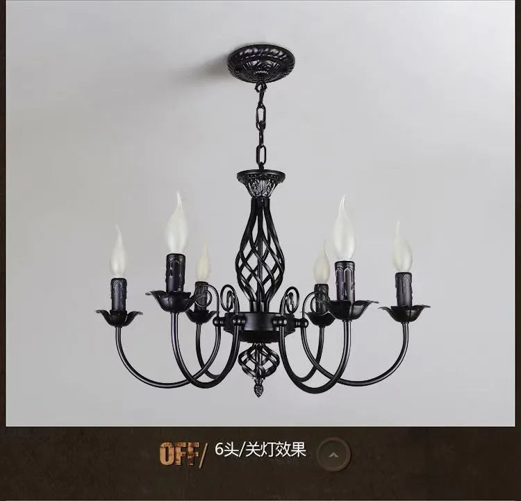 American Simple Living Room Light Modern Dining Room Bedroom Chandelier Black Iron Nordic Style Room Decoration Lighting Chandel