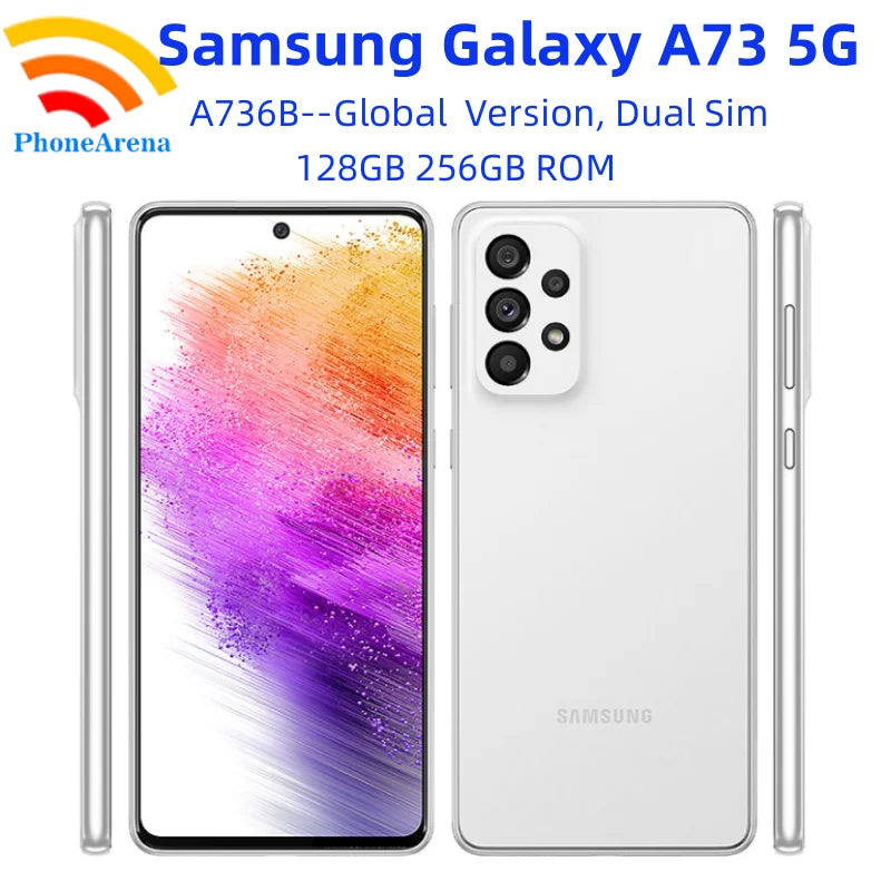Original Samsung Galaxy A73 A736B Dual Sim 6.7" AMOLED 128GB 26GB ROM Snapdragon Octa Core NFC 5G Mobile Phone