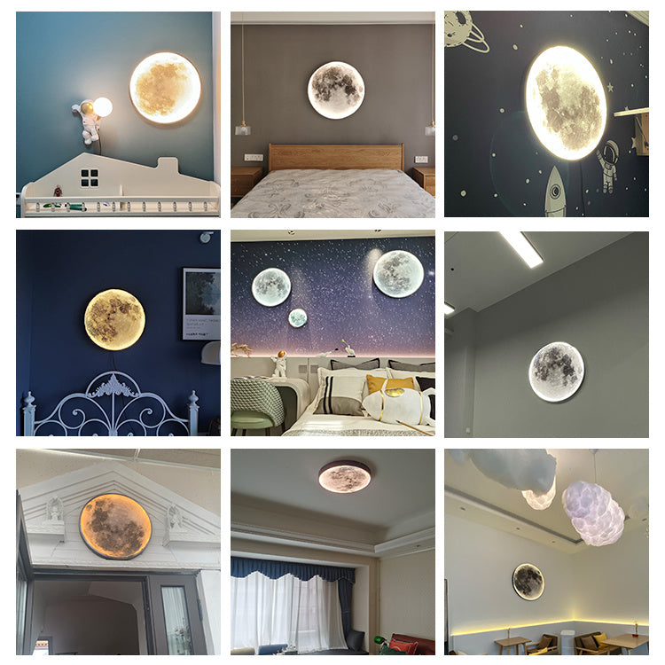 Nordic Modern Designer Art Minimalist Moon Wall Lamp Foyer Gallery Background Bedroom Bedside Roof Creative Decoration Hotel Bar