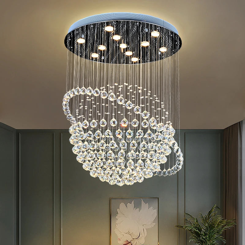 Creative Crystal Chandelier, Hotel Lobby, Restaurant, Duplex Building, Villa, High Ceiling, Living Room, Staircase, Long Chandel