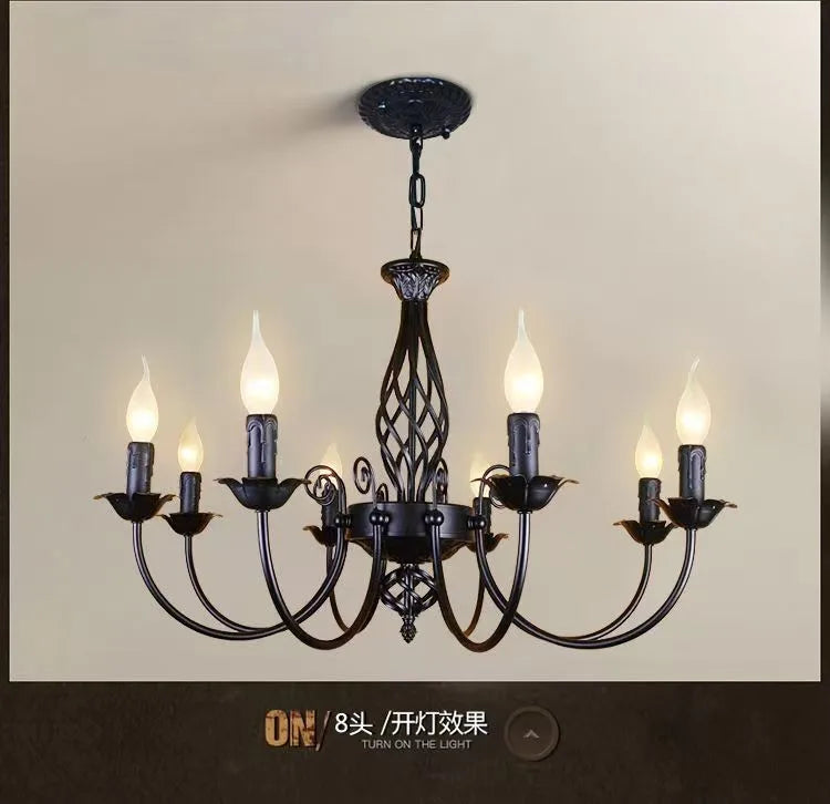 American Simple Living Room Light Modern Dining Room Bedroom Chandelier Black Iron Nordic Style Room Decoration Lighting Chandel