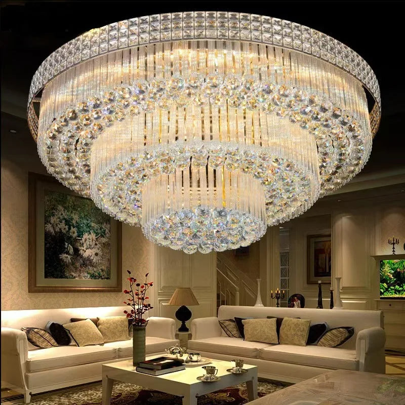 Nordic Modern Golden Round Ring Hanging Light Modern LED Crystal Ceiling Chandelier Lamp For Dinning Living Room Hall Home Decor