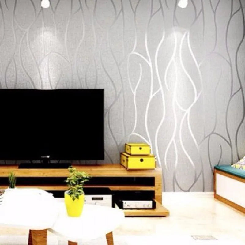 Background Wallpaper Room Decoration Bedroom 3D European Modern Thickened Moisture-proof Curve Stripes Wall Stickers 53cm Home