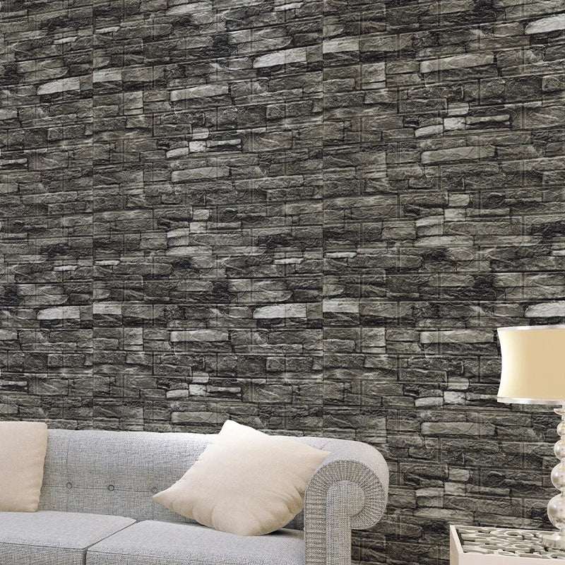 70cmx1/5/10m 3D Foam Self-Adhesive Wallpaper Waterproof Brick Wall Stickers Living Room Bedroom Wall Stickers Home Decoration