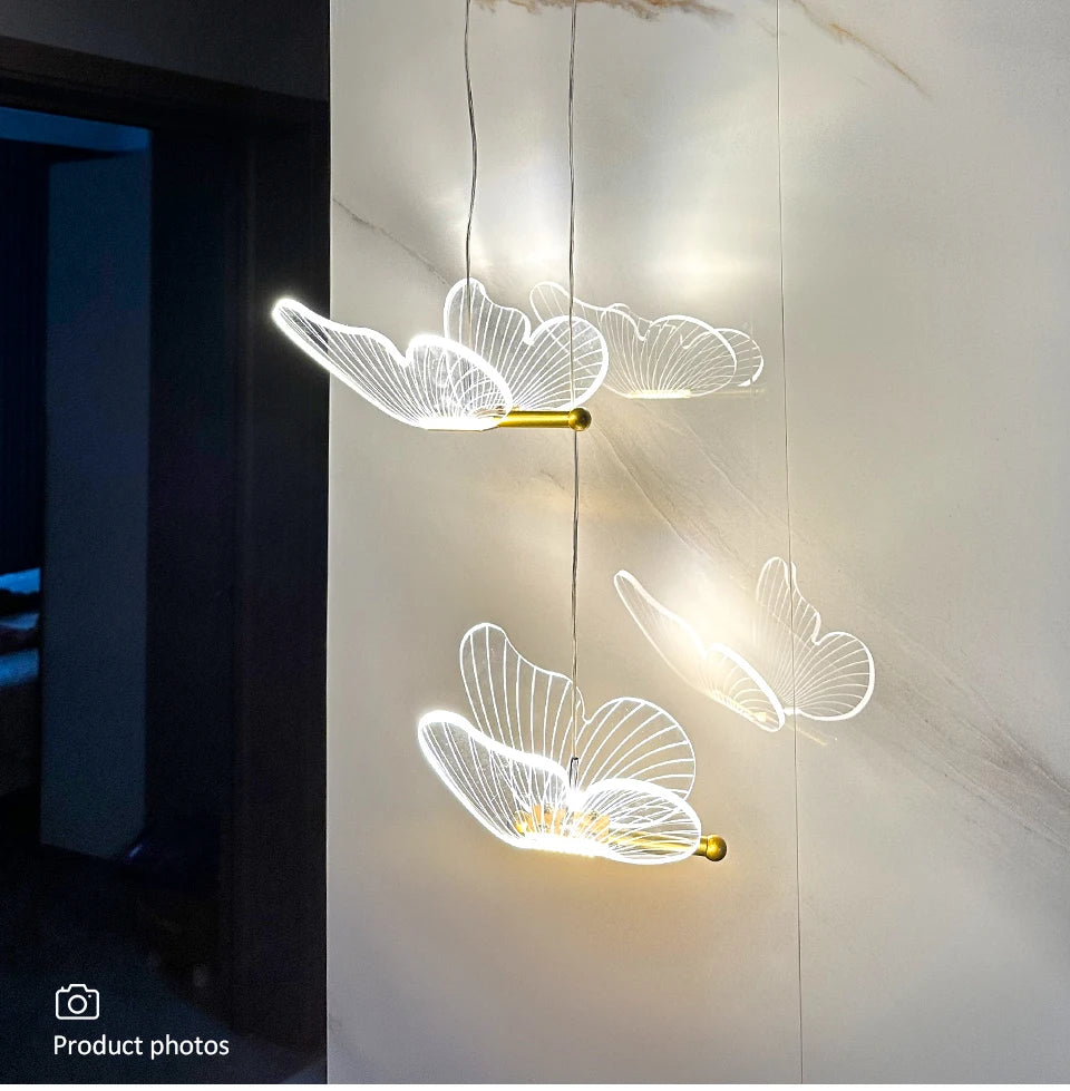 Butterfly Chandelier LED Ceiling Pendant Light Hanging Lamp Dining Living Room For Home Decora Indoor Lighting Bedroom Luminaire