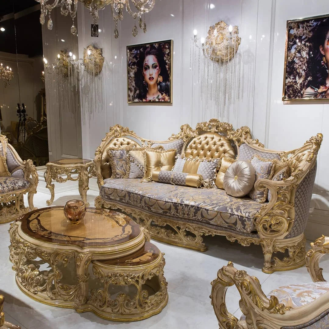 Luxury Furniture Set Living Room Sofa, Wooden Dubai Sofa Set Furniture Price Royal Sofa Set Furniture