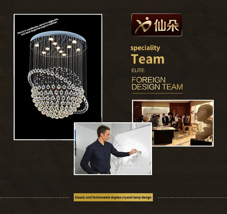 Creative Crystal Chandelier, Hotel Lobby, Restaurant, Duplex Building, Villa, High Ceiling, Living Room, Staircase, Long Chandel