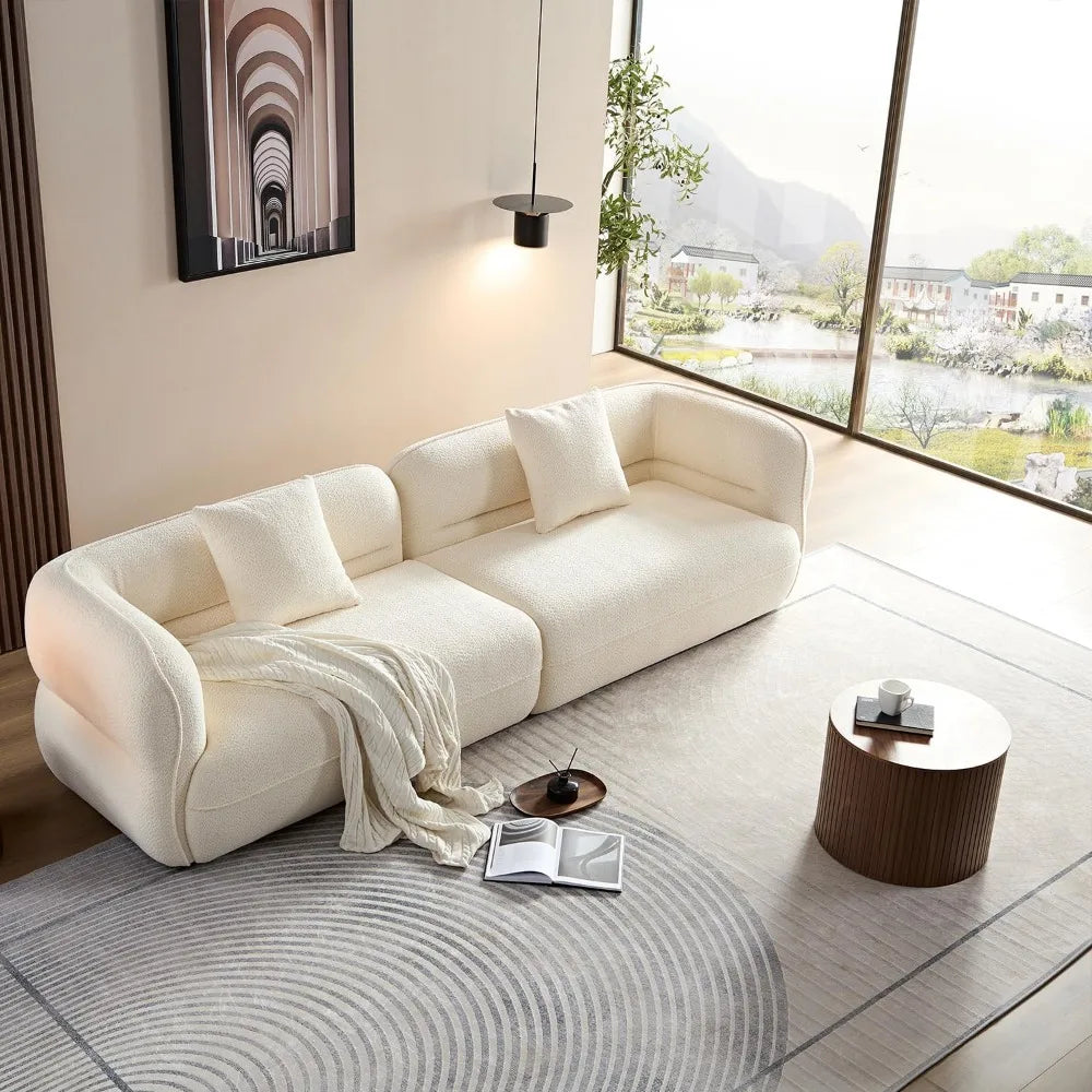135"Curved Sectional Sofa,Modern Boucle Fabric Upholstered Modular Couch Oversized 6-Seat Sofa for Living Room,Bedroom,Apartment