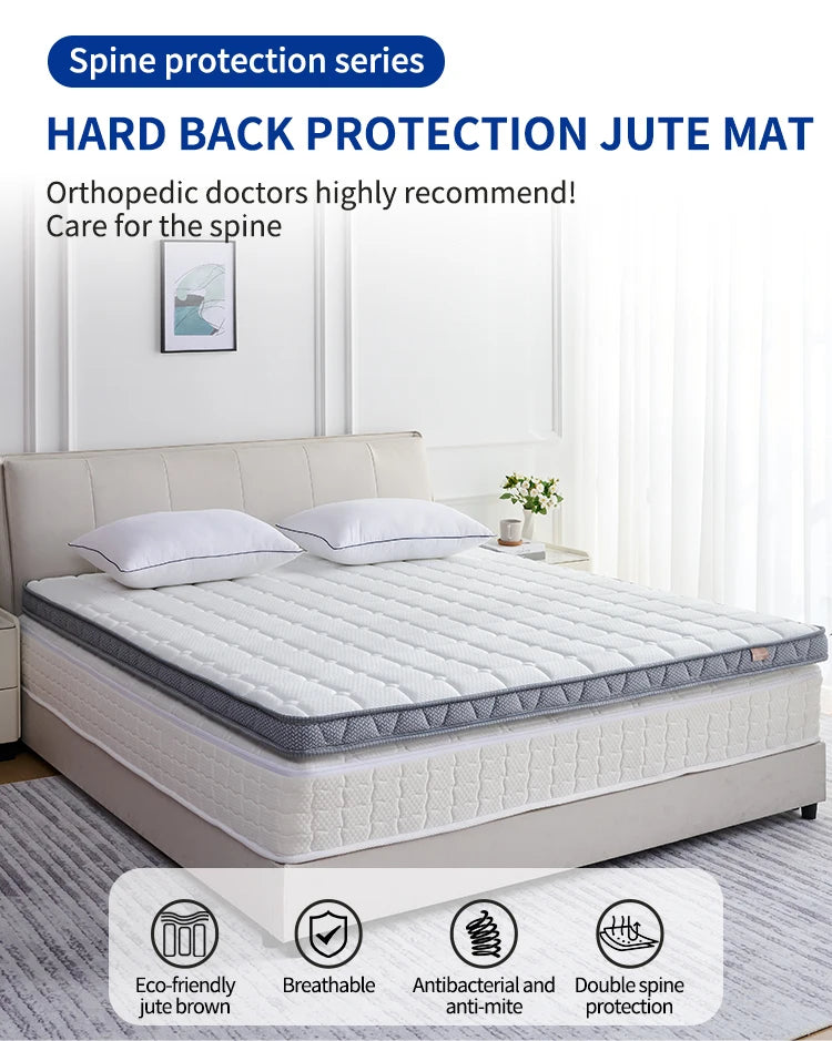 Natural Jute Coconut Palm Mattress High Hardness Mite-Resistant Knit Glue-Free for Double Bed Home Furniture