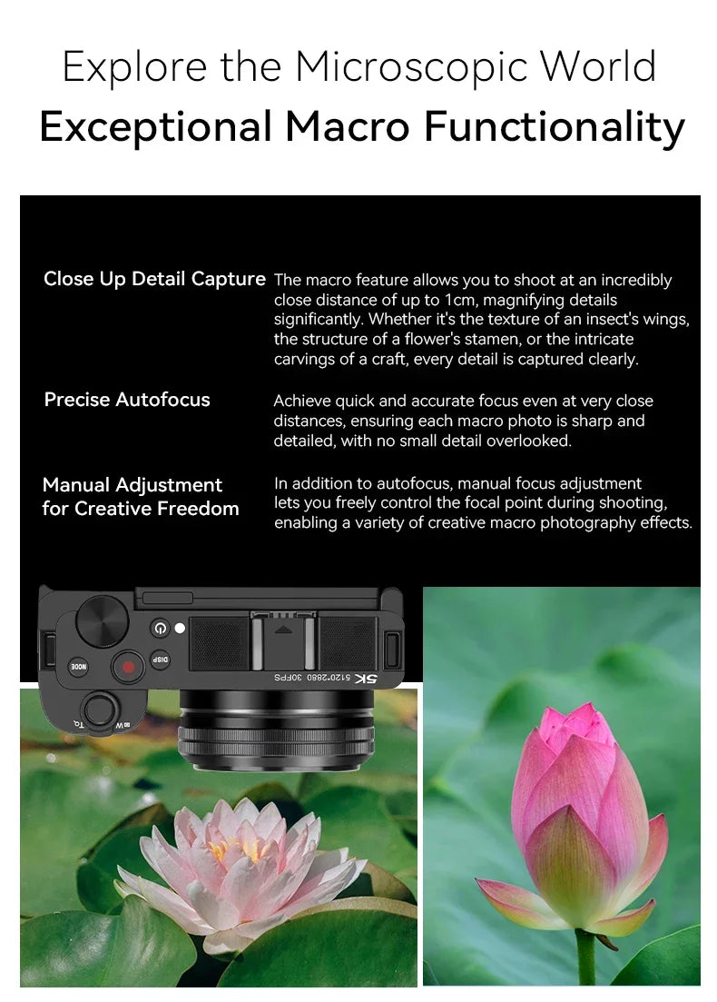 Digital Camera for Vlogging Videos with Flashlight 5X Optical Zoom 5K 30FPS 4K 60FPS AF/MF IR Rechargeable Battery G930