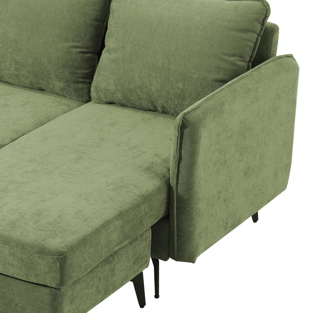 3 Seater Upholstered Corner Sectional Sofa Modern L-Shape Living Room Sofa, 193x136x73cm