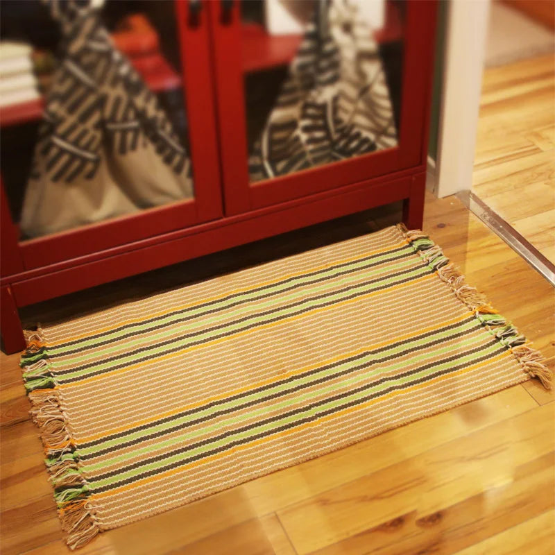 Cotton Soft Tassel Home Carpets for Living Room Bedroom Decorate Carpet Floor Door Mat Nordic LinenArea Rug Mats