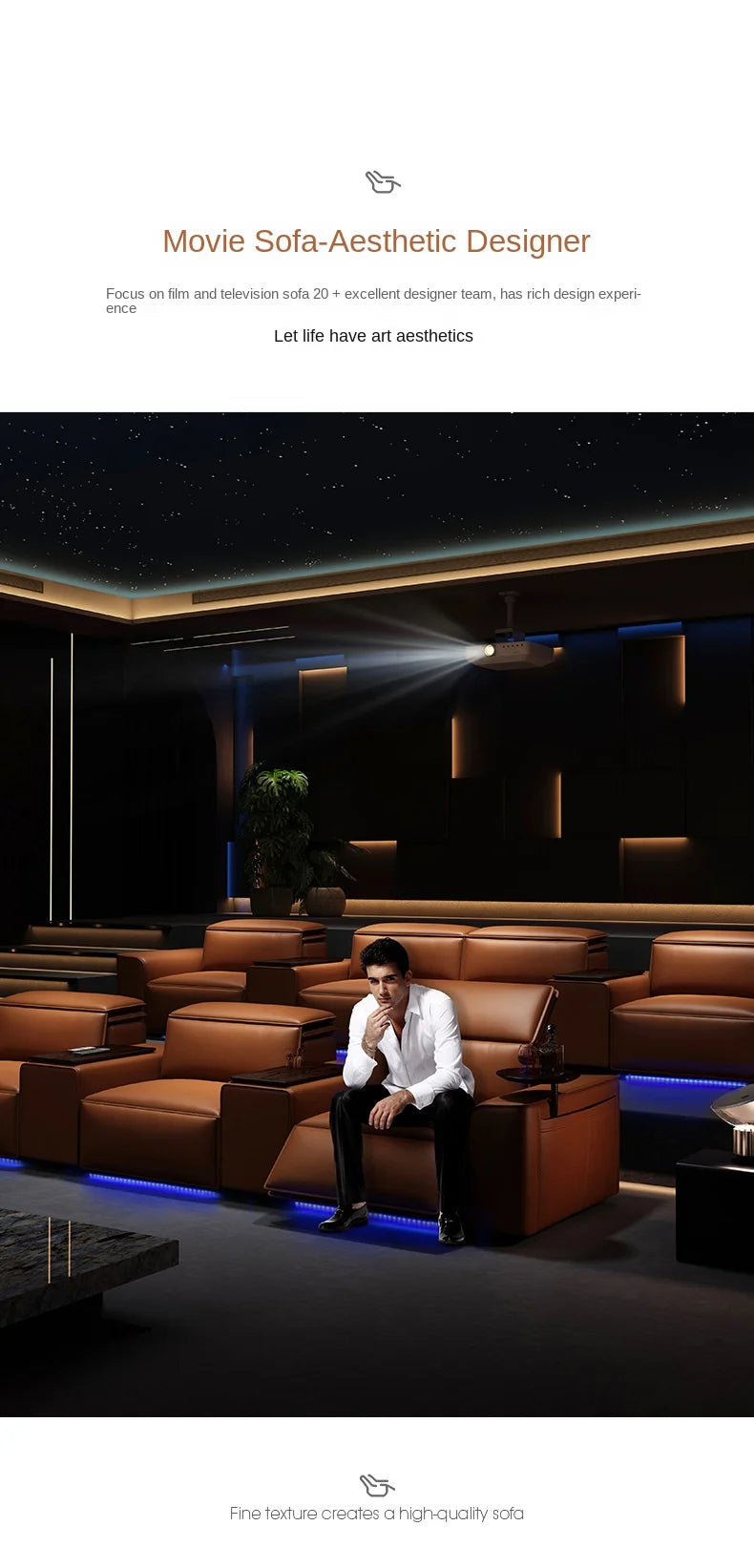 Modern Multifunctional Electric Recliner Sofa Home Theater Video Room Genuine Leather Fabric Wood for Living Video Hall