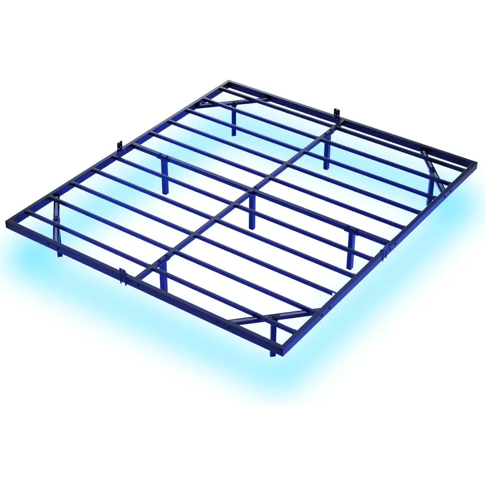 Floating California King Size Bed Frame with LED Lights Metal Platform Bed No Box Spring Needed Easy To Assemble California King