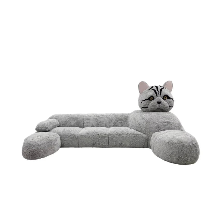 Cat-shaped cartoon animal sofa living room creative size apartment fabric plush sofa