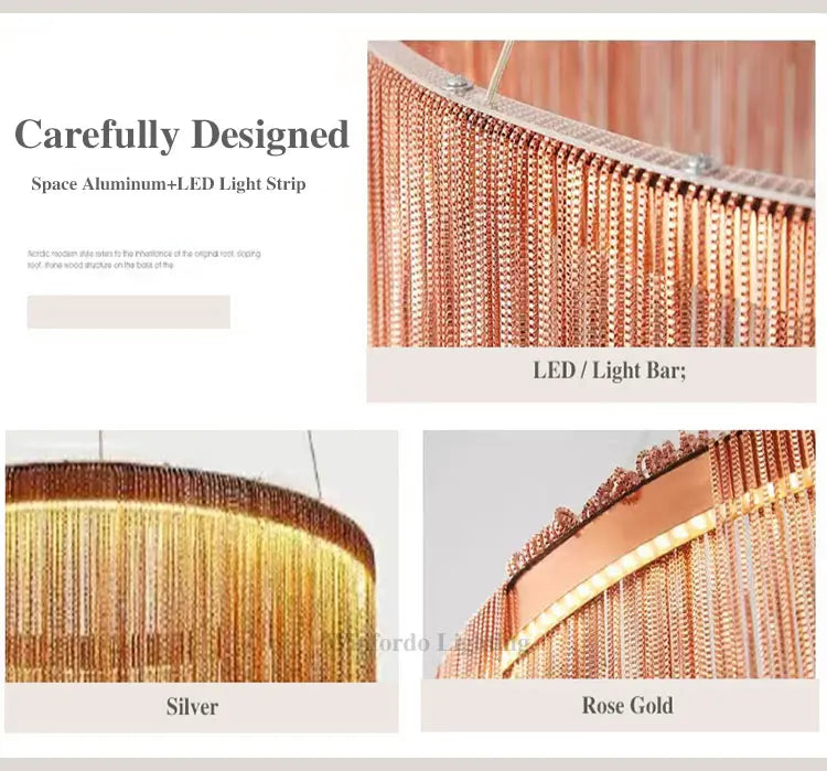 2024 Modern Art Decor Tassel Pendant Lamps Chain Chandelier for Bedroom Living Room Restaurant Lights Winfordo 110V / 220V