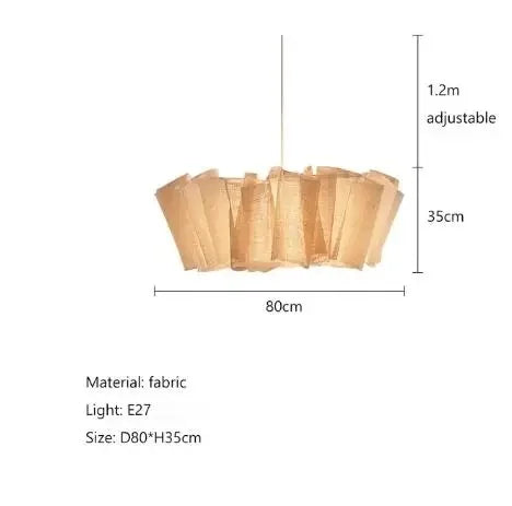 Handmade fabric LED chandelier Japanese retro study bar homestay living room fabric lighting