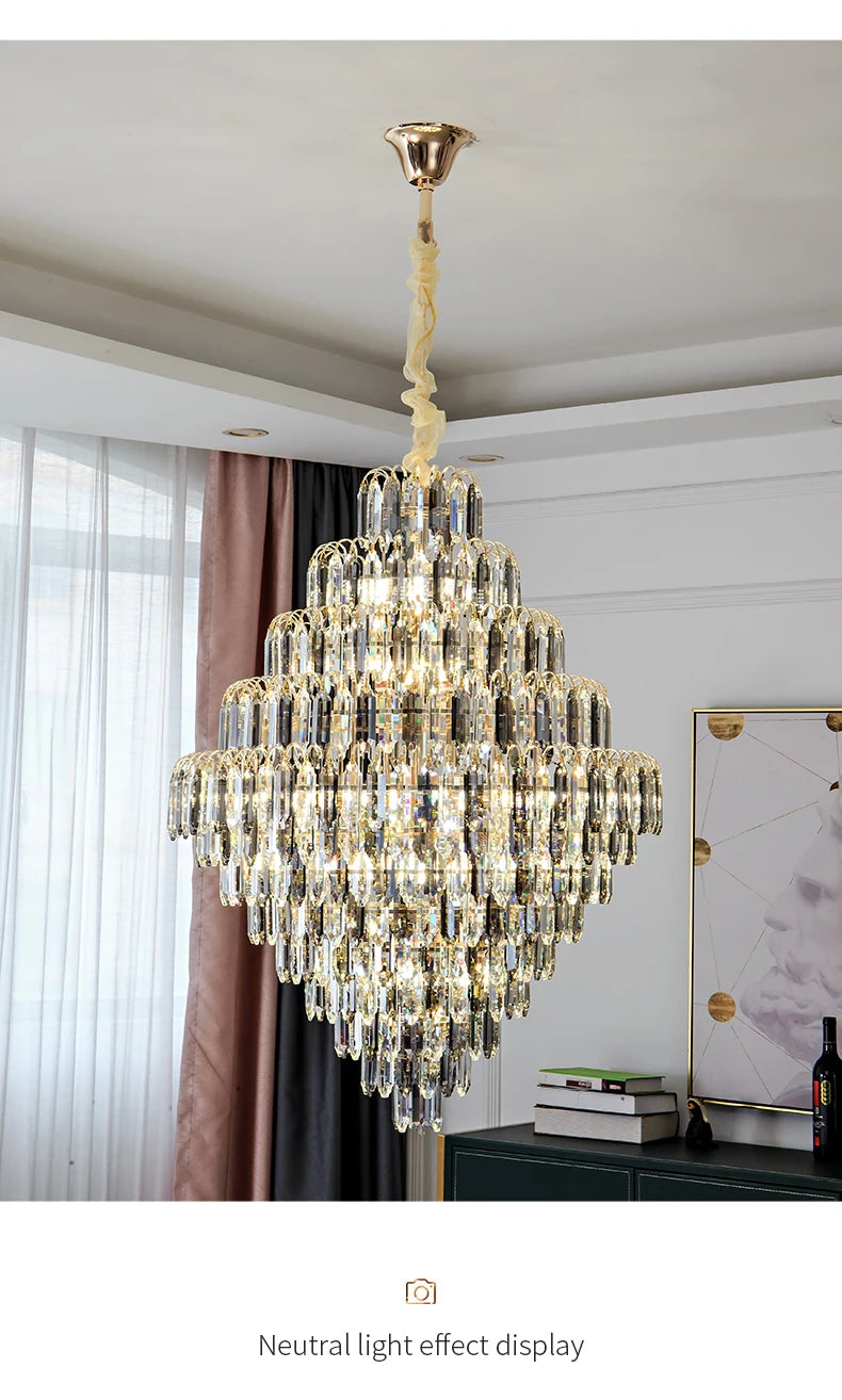 Designer LED Light Luxury Villa Main Hall Crystal Chandelier Luxury Hotel Restaurant Sales Office Custom Lights Pendant lights