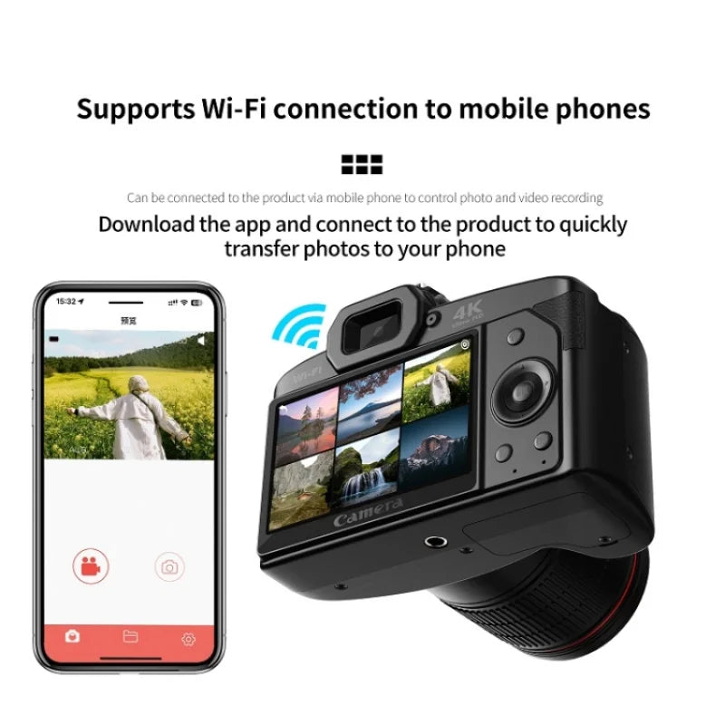 D5 Portable Camcorder Professional 4K HD Video Night Vision 64MP Cameras Photographer WIFI Digital DSLR Camera With 16X Zoom