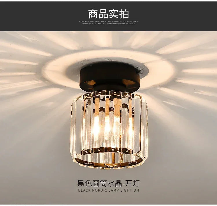 Modern Chandelier Crystal Ceiling Light Semi Flush Mount Ceiling Lighting Fixture Entrance Balcony Indoor Hang Lamp Lighting