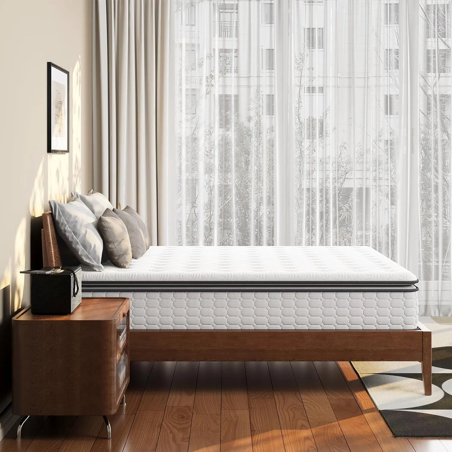 Vesgantti 10.6 Inch Pocket Sprung Mattress with Breathable Foam and Individually Pocket Spring - Medium, Upgraded Pillow Top