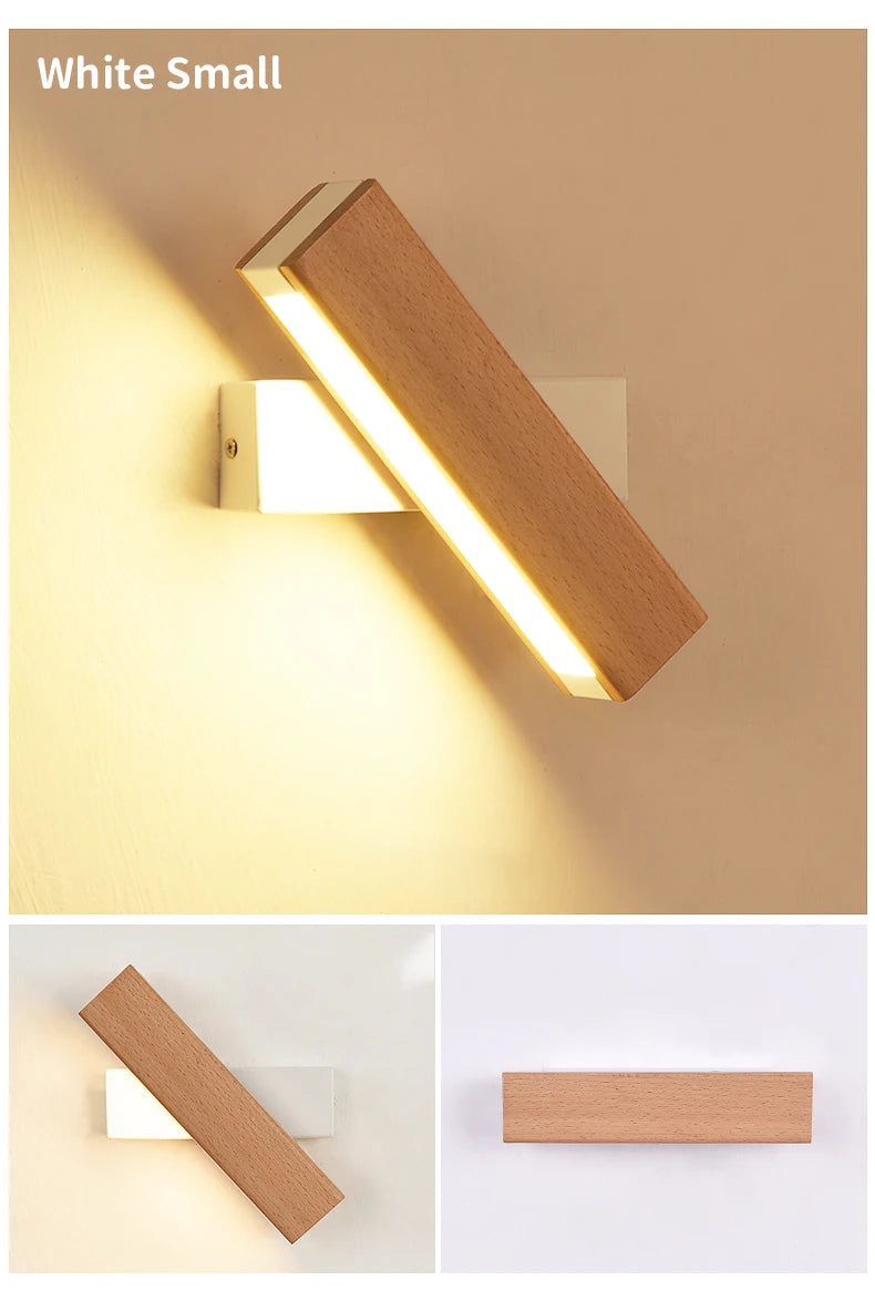 New Rotatable Wall Lamp Nordic Solid Wood LED Wall Light Simple Bedside Study Reading Adjustable Lighting Home Decor Lamps