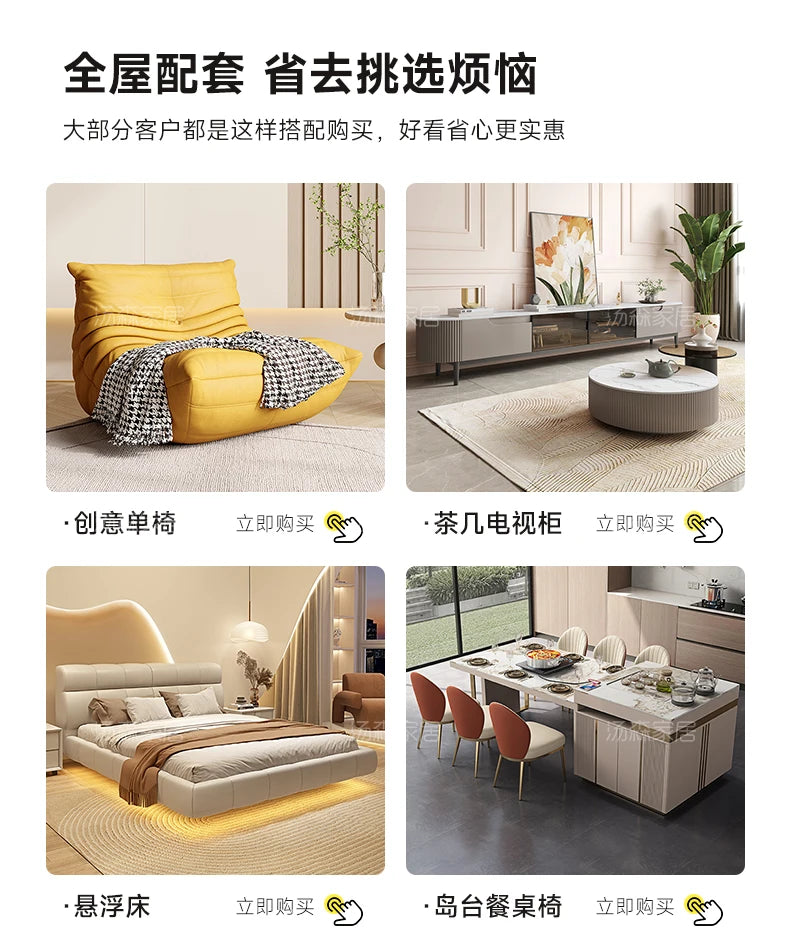 Curved Luxury Couches Unique Vintage Comfortable Italian Modern Puffs Sofa Leather Solid Wood Divano Letto Living Room Furniture