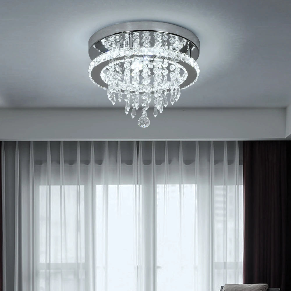 Luxury Crystal Modern LED Ceiling Chandelier Light Remote Dimming Round Ceiling Lamp for Home Decoration Indoor Hanging Lamps