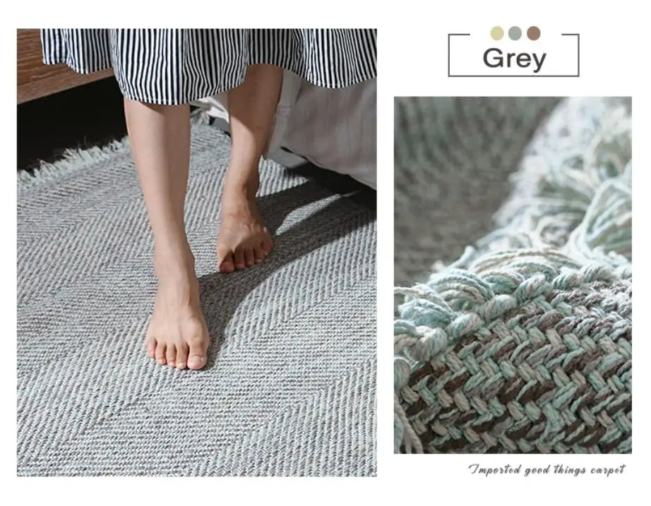 Kilim Cotton Linen Woven Carpets for Living Room Home Bedroom Rug Sofa Coffee Table Bedside Mat Modern Carpet with Tassel Tapis