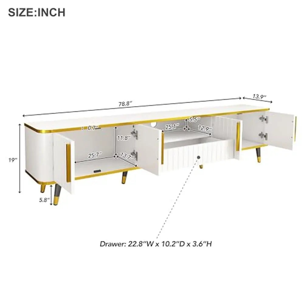 TV Stand Cabinets Drawers Entertainment Center Luxury Minimalism Practical Up to 85" Shelf Open Storage Circu Connect Power