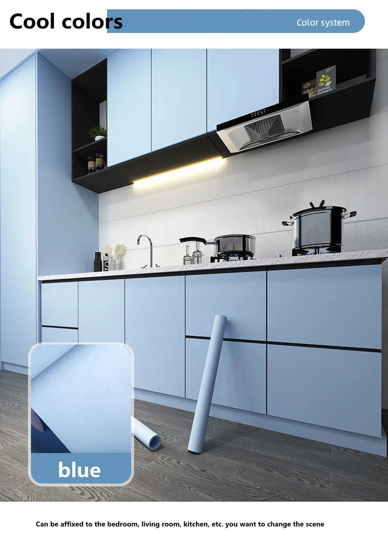 Modern Self-Adhesive Waterproof Wall Stickers, Vinyl Film, Contact Paper, Monochromatic, Cabinet, Home Decor, Kitchen