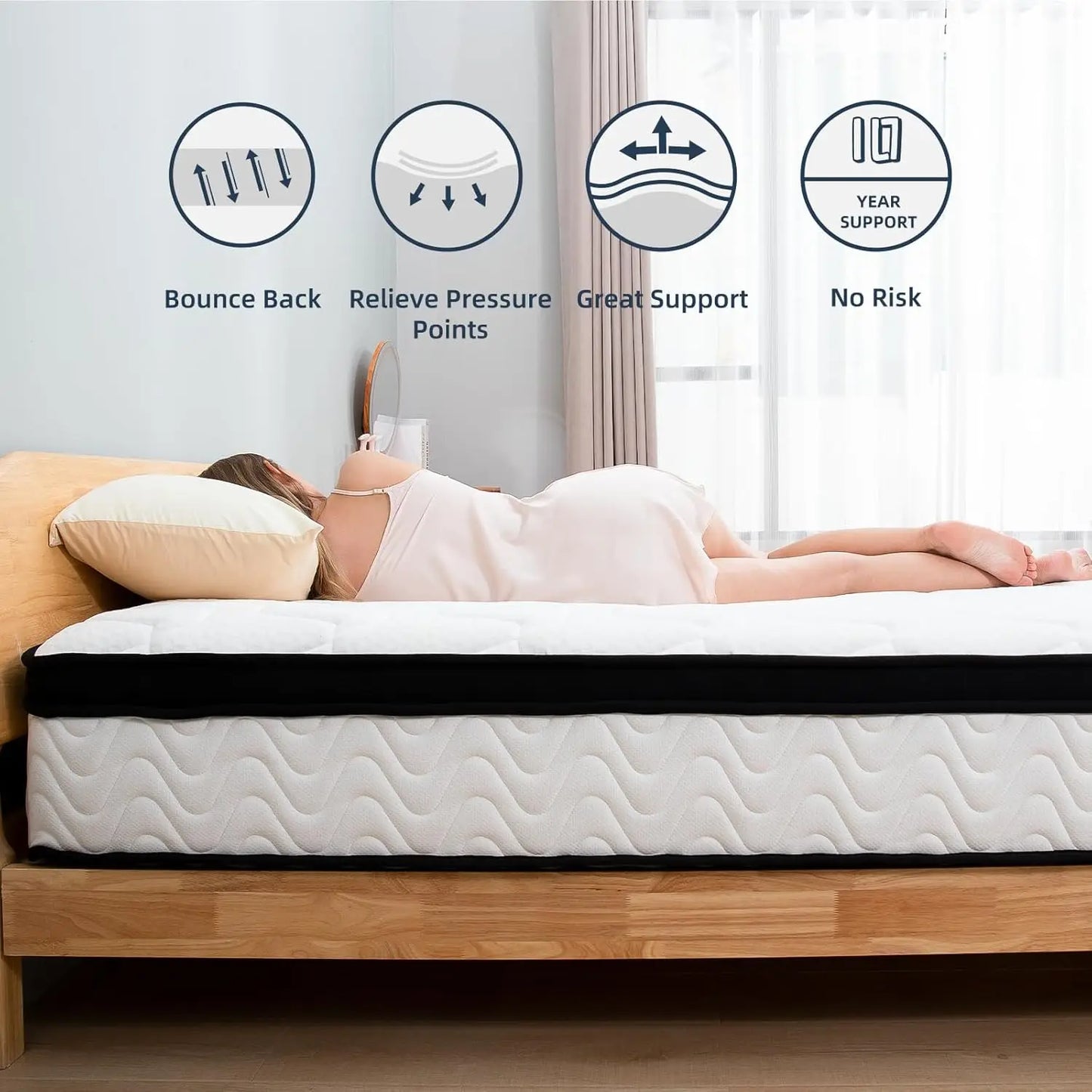 Full Size Mattress 10 Inch Full Mattresses in a Box Hybrid Medium Firm Feel Memory Foam and Individual Pocket Springs