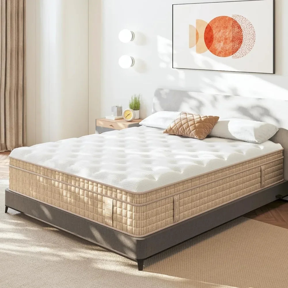 14 Inch Hybrid King Size Mattress in a Box, Mattress with Gel Memory Foam and Pocket Spring , Ergonomic Design & Edge Support