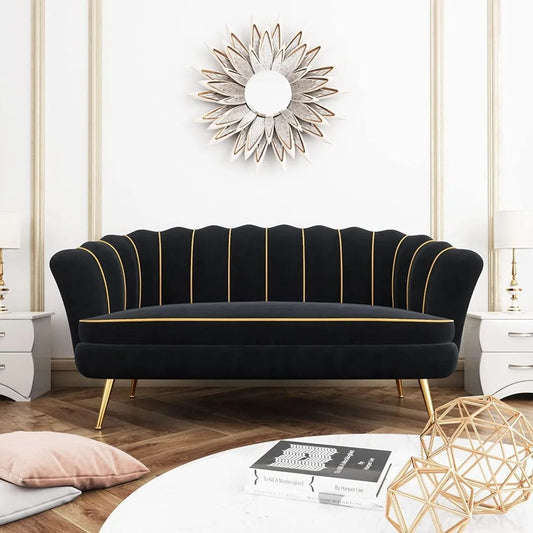 Loveseat Couch, Modern Velvet Sofa Accent Upholstered Settee, 2 Seater Small Loveseat for Small Spaces, Office, Bedroom, Living