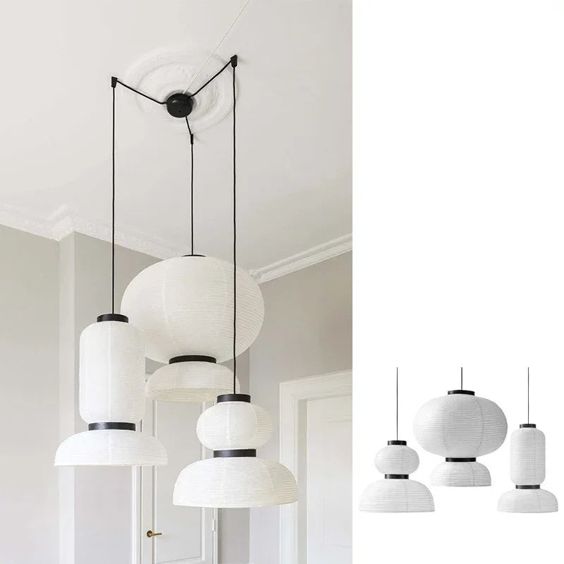 Wabi Sabi Style Rice Paper Chandeliers Japan Style Hanging Light for Ceiling Living Room LED Room Decor Lustre Pendant Lights
