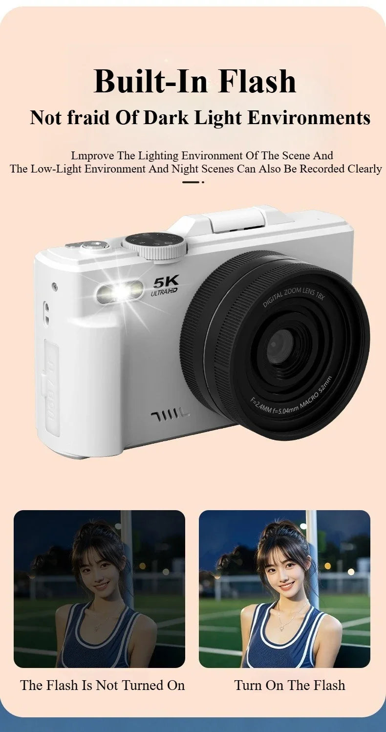5k HD Digital Camera 75MP 18X Zoom AF Automatic Zoom 3-inch Flip Screen WIFI Web Camcorder Student Travel Shooting Vlog Cameras