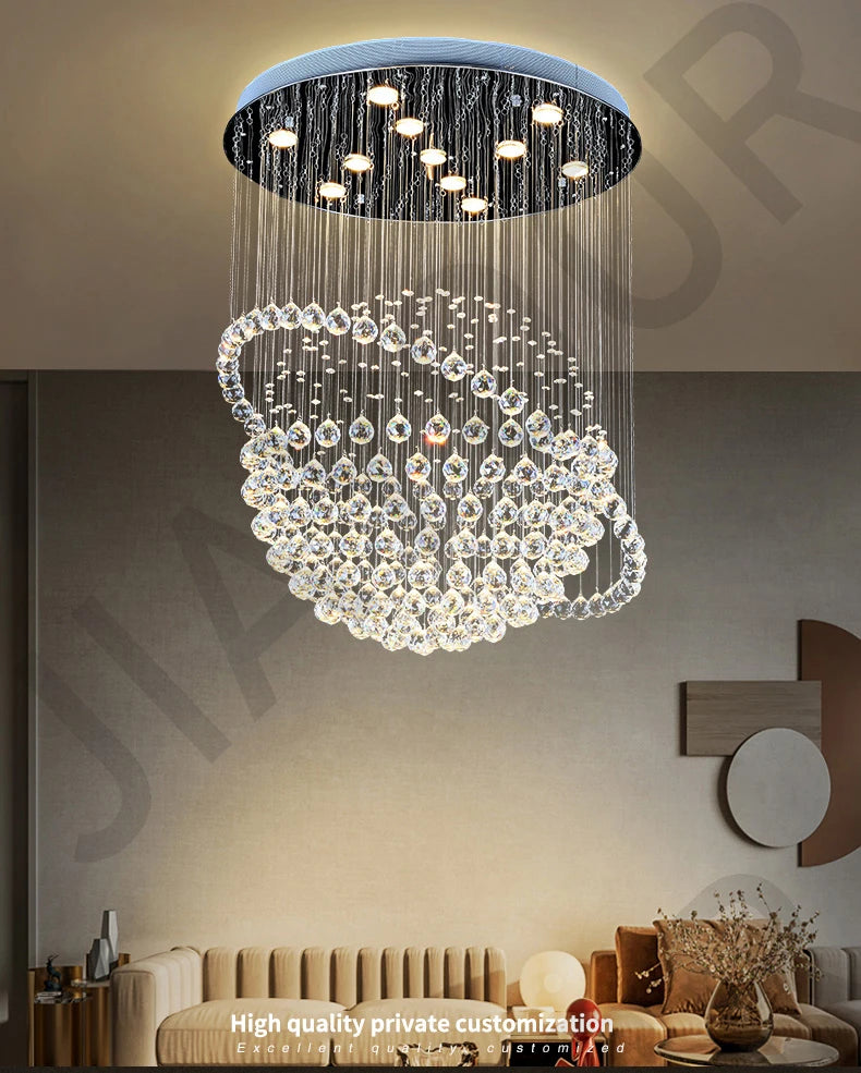 Creative Crystal Chandelier, Hotel Lobby, Restaurant, Duplex Building, Villa, High Ceiling, Living Room, Staircase, Long Chandel