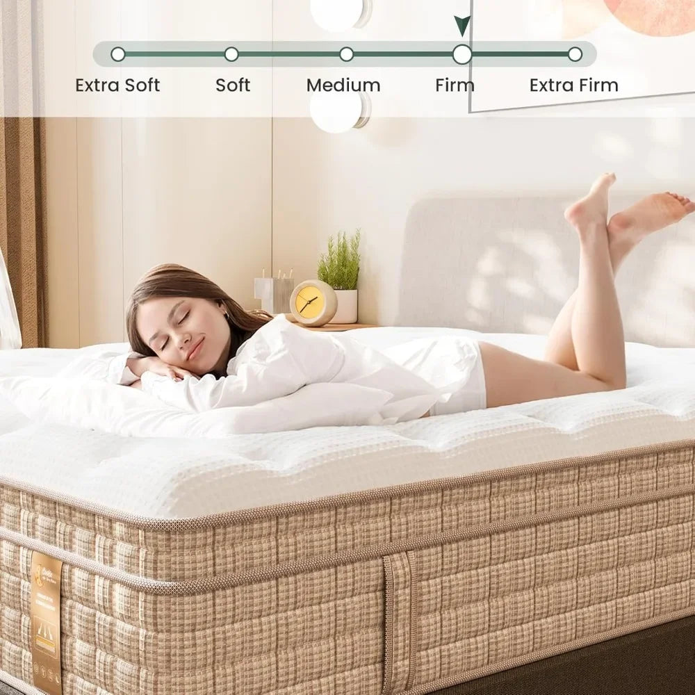 14 Inch Hybrid King Size Mattress in a Box, Mattress with Gel Memory Foam and Pocket Spring , Ergonomic Design & Edge Support