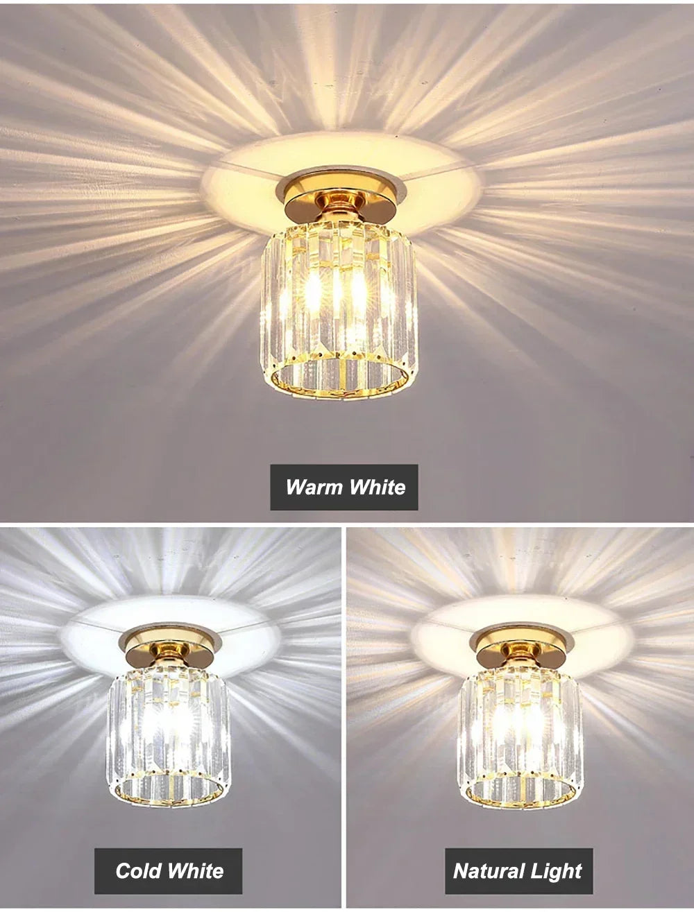 Modern Chandelier Crystal Ceiling Light Semi Flush Mount Ceiling Lighting Fixture Entrance Balcony Indoor Hang Lamp Lighting