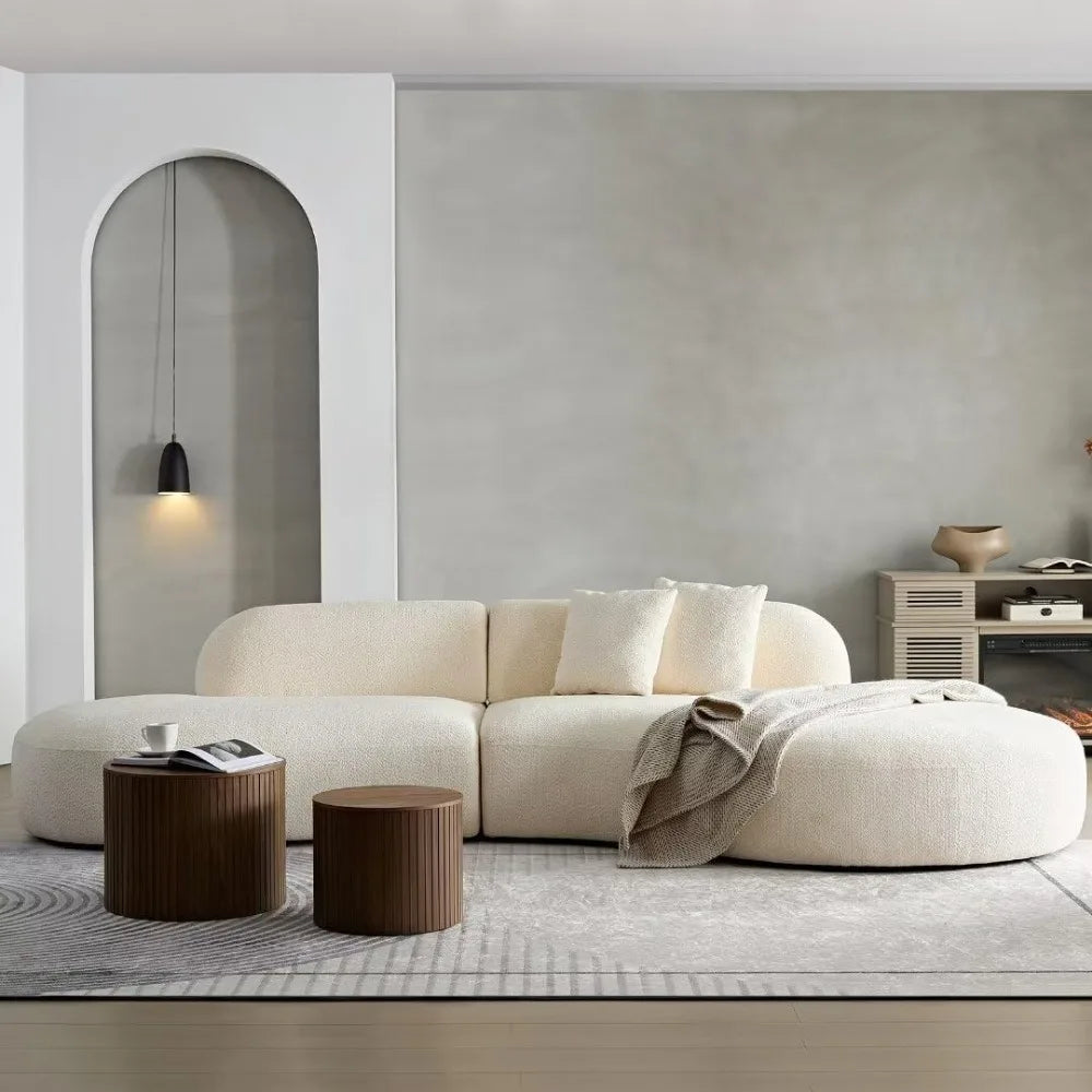 135"Curved Sectional Sofa,Modern Boucle Fabric Upholstered Modular Couch Oversized 6-Seat Sofa for Living Room,Bedroom,Apartment